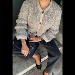 NEW Massimo dutti teddy boucle knit cardigan sweater NWT